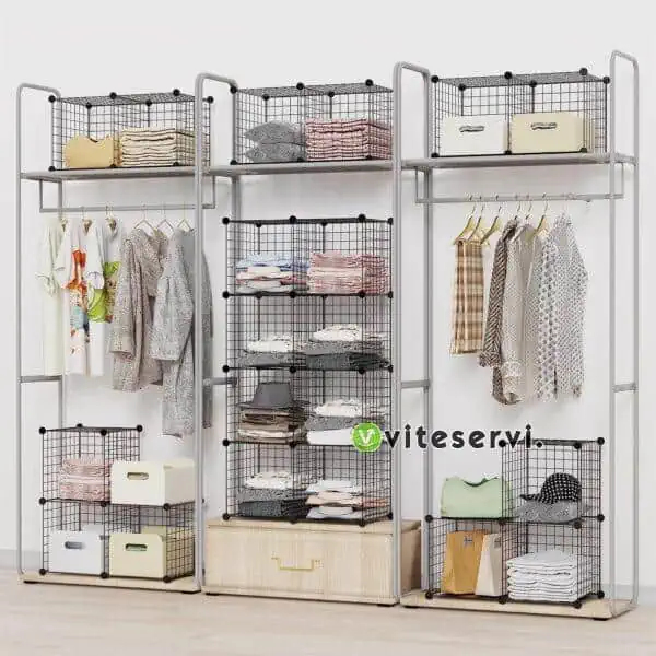 Lot de 6 étagères de rangement multifonctions en fil métallique pour armoire, placard, bibliothèque, parfait pour le bureau, le salon, la cuisine, la salle de bain
