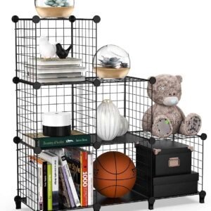 Lot de 6 étagères de rangement multifonctions en fil métallique pour armoire, placard, bibliothèque, parfait pour le bureau, le salon, la cuisine, la salle de bain