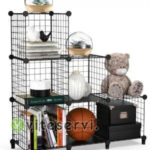 Lot de 6 étagères de rangement multifonctions en fil métallique pour armoire, placard, bibliothèque, parfait pour le bureau, le salon, la cuisine, la salle de bain