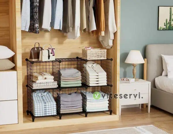 Lot de 6 étagères de rangement multifonctions en fil métallique pour armoire, placard, bibliothèque, parfait pour le bureau, le salon, la cuisine, la salle de bain