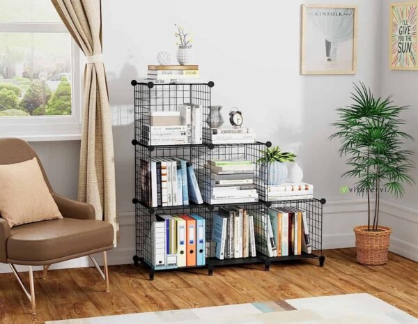 Lot de 6 étagères de rangement multifonctions en fil métallique pour armoire, placard, bibliothèque, parfait pour le bureau, le salon, la cuisine, la salle de bain