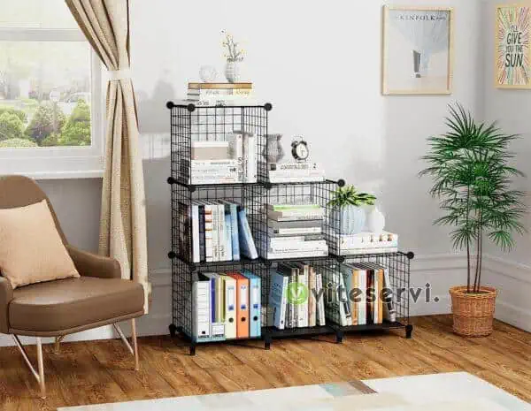 Lot de 6 étagères de rangement multifonctions en fil métallique pour armoire, placard, bibliothèque, parfait pour le bureau, le salon, la cuisine, la salle de bain