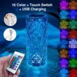 Lampe de luxe tactile cylindre lumineux à télécommande multicolore pour décoration