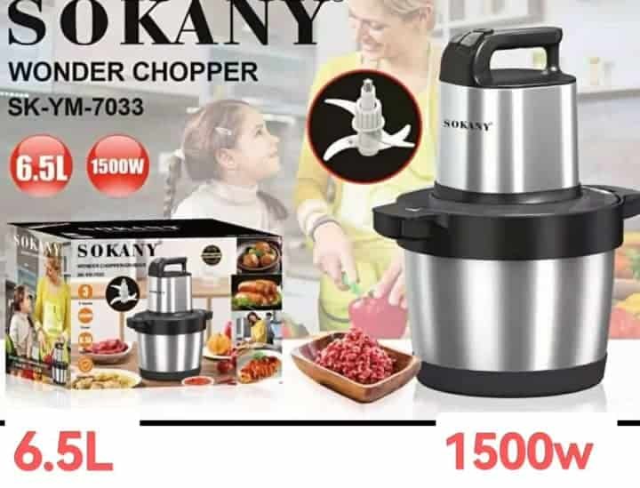 Machine à piler igname 6.5L Hachoir métallique à viande électrique automatique en acier inoxydable Machine à piler igname 6.5L - SOKANY SK-YM-7033, Hachoir métallique à viande électrique 1500W