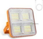 Projecteur LED Rechargeable Original 160 LEDs Lampe de Chantier Lumière de Travail Portable avec Panneau Solaire
