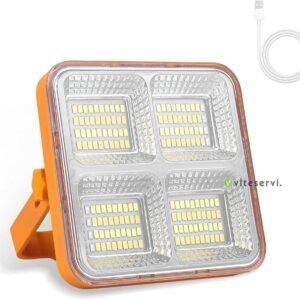 Projecteur LED Rechargeable Original 160 LEDs Lampe de Chantier Lumière de Travail Portable avec Panneau Solaire