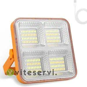 Projecteur LED Rechargeable Original 160 LEDs Lampe de Chantier Lumière de Travail Portable avec Panneau Solaire
