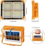 Projecteur LED Rechargeable Original 160 LEDs Lampe de Chantier Lumière de Travail Portable avec Panneau Solaire
