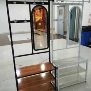 Porte manteau avec miroir, étagères de chaussures