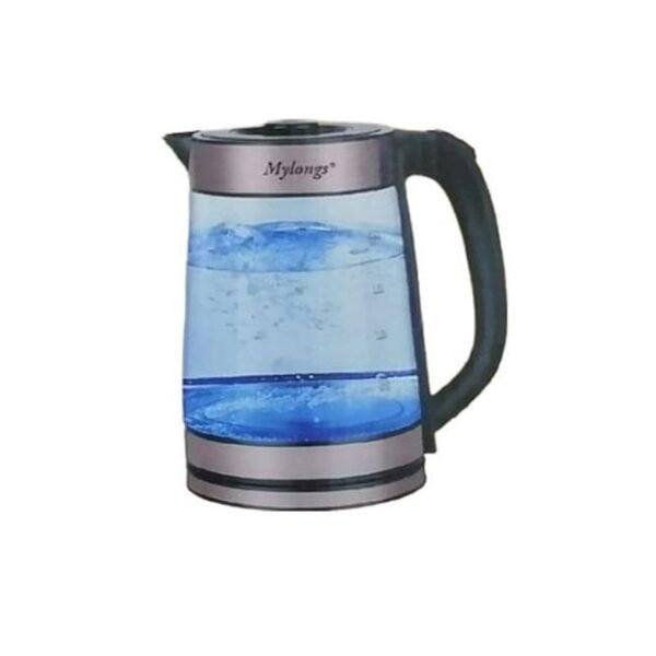 1 Bouilloire électrique en verre Mylongs de 2,2 litres pour faire bouillir de l'eau et du lait - Transparente.