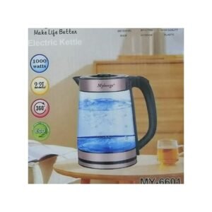 Bouilloire électrique en verre Mylongs de 2,2 litres pour faire bouillir de l'eau et du lait - Transparente.