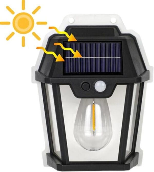 Lampe Solaire à détecteur de présence, Applique murale à induction solaire en forme de lanterne imperméable, lumière solaire couleur blanche soleil