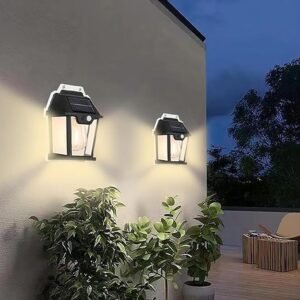 Lampe Solaire à détecteur de présence, Applique murale à induction solaire en forme de lanterne imperméable, lumière solaire couleur blanche soleil