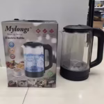 Bouilloire électrique en verre Mylongs de 2,2 litres pour faire bouillir de l'eau et du lait - Transparente.