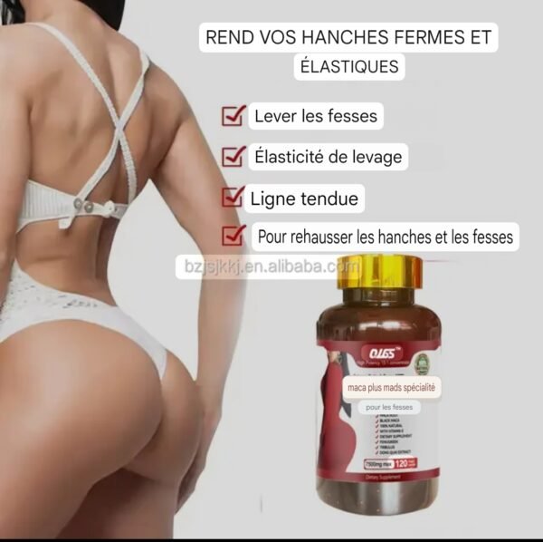 120 macca 3en1 pour grossir les fesses et hanche avec un ventre plat