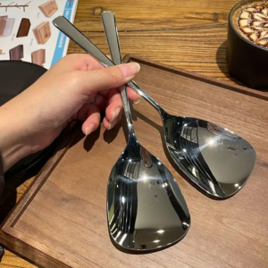 Louches de table cuisine Cuillère triangulaire coréenne de grande taille, acier inoxydable, cuillère de service de nourriture occidentale, cuillère publique, maison, hôtel, cuillère à soupe spéciale
