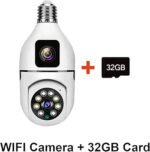 Caméra de sécurité extérieures, 4MP ampoule caméra intérieure double lentille lumière sans fil caméra IP 2 voies Audio suivi automatique AI détection humanoïde PTZ caméra de sécurité