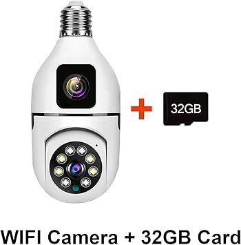 51Ro43Ea9wL. AC SY355 Caméra de sécurité extérieures, 4MP ampoule caméra intérieure double lentille lumière sans fil caméra IP 2 voies Audio suivi automatique AI détection humanoïde PTZ caméra de sécurité