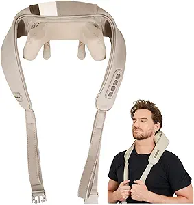 Masseur de cou avec chaleur, masseur de cou et d'épaules pour soulager la douleur des tissus profonds, oreiller de massage pétrissant portable