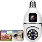 Caméra de sécurité extérieures, 4MP ampoule caméra intérieure double lentille lumière sans fil caméra IP 2 voies Audio suivi automatique AI détection humanoïde PTZ caméra de sécurité