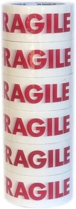 Ruban Adhésif FRAGILE 50 mm x 66 m pour emballage de colis cassable ou très précieux