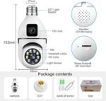 Caméra de sécurité extérieures, 4MP ampoule caméra intérieure double lentille lumière sans fil caméra IP 2 voies Audio suivi automatique AI détection humanoïde PTZ caméra de sécurité