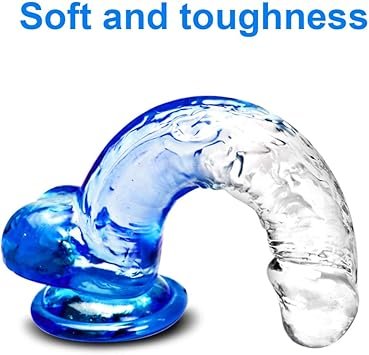 61zDFsbZukL. AC SY355 Gode d'aspiration transparent de 21cm avec tige incurvée flexible et boules pour un plaisir mains libres, gros gode réaliste pour la stimulation du point G/de la prostate