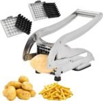 Coupe-Frites Manuel en Acier INOX avec des Lames de 12mm et 9mm,Coupe Frite Professionnel Multifonctions Coupe-frites Pomme de terre Coupe-pomme pour Couper Pommes de Terre,Fruits,Légumes26*10*12.3cm
