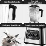 Moulinette 2 en 1 avec pot de 2,5 L sans BPA, mixeur à 4 lames tranchantes en acier inoxydable avec 9 vitesses, pour broyeur à glace et condiments, moulin, moulin à café/épices