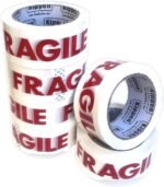 Ruban Adhésif FRAGILE 50 mm x 66 m pour emballage de colis cassable ou très précieux