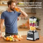 Moulinette 2 en 1 avec pot de 2,5 L sans BPA, mixeur à 4 lames tranchantes en acier inoxydable avec 9 vitesses, pour broyeur à glace et condiments, moulin, moulin à café/épices