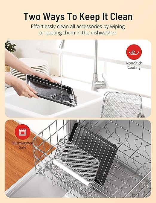 81NFBZC5pCL. AC SX522 Friteuse à air, four grille-pain à commande par bouton pour des repas faciles, sans huile et sains avec panier et plateaux antiadhésifs lavables au lave-vaisselle (blanc)
