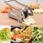 Coupe-Frites Manuel en Acier INOX avec des Lames de 12mm et 9mm,Coupe Frite Professionnel Multifonctions Coupe-frites Pomme de terre Coupe-pomme pour Couper Pommes de Terre,Fruits,Légumes26*10*12.3cm