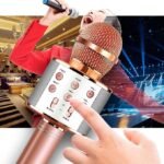 Microphone sans fil Bluetooth Micro portable Haut-parleur Bluetooth pour chanter en soirée avec changement de voix
