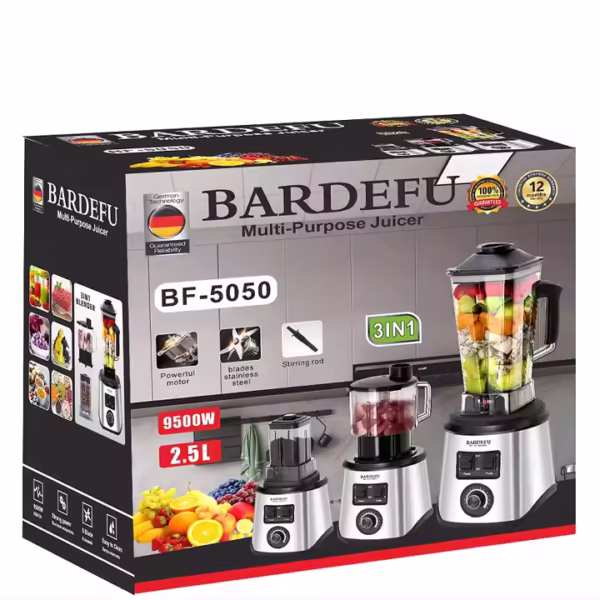 Moulinette BARDEFU BF-5040 9500W Smoothies Maker 3 en 1 Mélangeur Commercial Multifonction Robuste