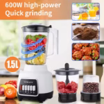 Moulinette Presse-agrumes 1,5 L 3 en 1 Mélangeur de glace 600 W