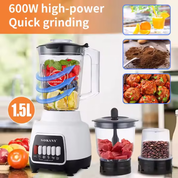 Moulinette Presse-agrumes 1,5 L 3 en 1 Mélangeur de glace 600 W