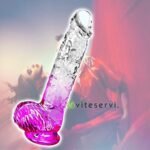 Gode d'aspiration transparent de 21cm avec tige incurvée flexible et boules pour un plaisir mains libres, gros gode réaliste pour la stimulation du point G/de la prostate