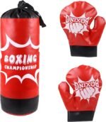 Sac de boxe pour enfants avec gants, sac de boxe professionnel et gants pour enfants | Outil d'entraînement physique en salle pour la coordination, la force, les coups de pied et les frappes