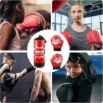 Sac de boxe pour enfants avec gants, sac de boxe professionnel et gants pour enfants | Outil d'entraînement physique en salle pour la coordination, la force, les coups de pied et les frappes