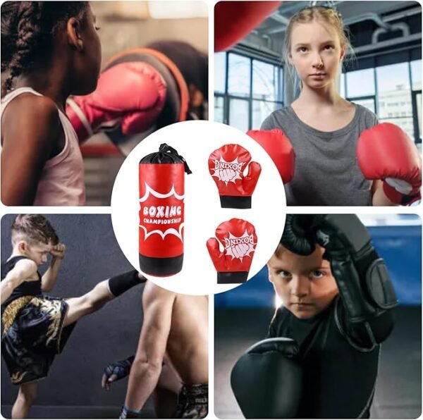 Sac de boxe pour enfants avec gants, sac de boxe professionnel et gants pour enfants | Outil d'entraînement physique en salle pour la coordination, la force, les coups de pied et les frappes