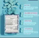 Gummies Biotine Collagène Kératine Multivitaminées pour Cheveux, Ongles et Peau – Fortification et Éclat en 14 Jours, 60 Bonbons Gélifiés