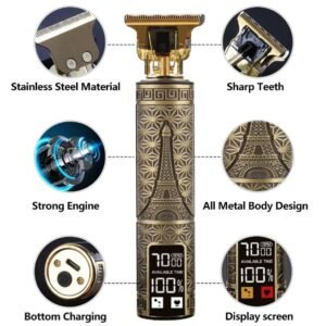 Tondeuse Rasoir électronique rechargeable Vintage haute précision avec affichage de niveau de charge