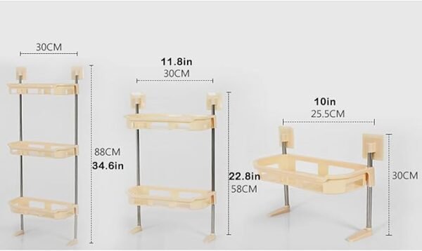 Étagère de rangement de salle de bain Organisateur de salle de bain à 3 niveaux au-dessus des toilettes Salle de bain autonome avec tringle à vêtements pour placards de rangement pour petits espaces