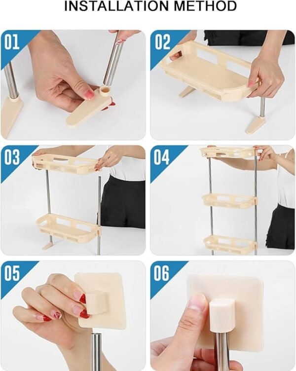 Étagère de rangement de salle de bain Organisateur de salle de bain à 3 niveaux au-dessus des toilettes Salle de bain autonome avec tringle à vêtements pour placards de rangement pour petits espaces