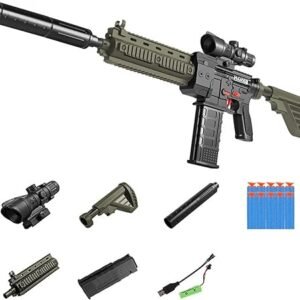 Soft Bullet Sniper Avec Viseur Blaster Automatique En Mousse 10 Balles, Pistolets Jouet HK416 DIY Pour Garçons De 6 À 13 Ans Cadeaux Pour Enfants Pour Anniversaire Halloween Noël