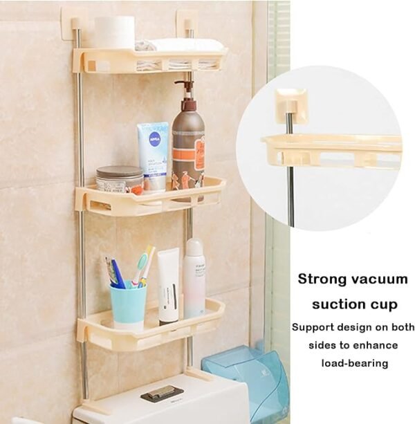 Étagère de rangement de salle de bain Organisateur de salle de bain à 3 niveaux au-dessus des toilettes Salle de bain autonome avec tringle à vêtements pour placards de rangement pour petits espaces