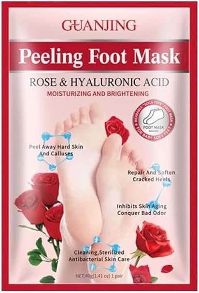 61Fy96NDiPL. AC SY606 Masque exfoliant pour les pieds à la rose et à l'acide hyaluronique Guanjing