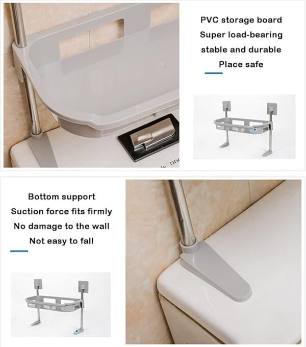 Étagère de rangement de salle de bain Organisateur de salle de bain à 3 niveaux au-dessus des toilettes Salle de bain autonome avec tringle à vêtements pour placards de rangement pour petits espaces