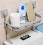 Étagère de rangement de salle de bain Organisateur de salle de bain à 3 niveaux au-dessus des toilettes Salle de bain autonome avec tringle à vêtements pour placards de rangement pour petits espaces